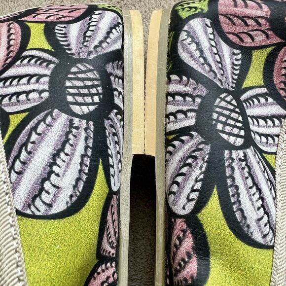 Rockit “White Rabbit” Green Printed Leather Ballet Flat Shoes Women EU 38 US 7.5 - Picture 7 of 16